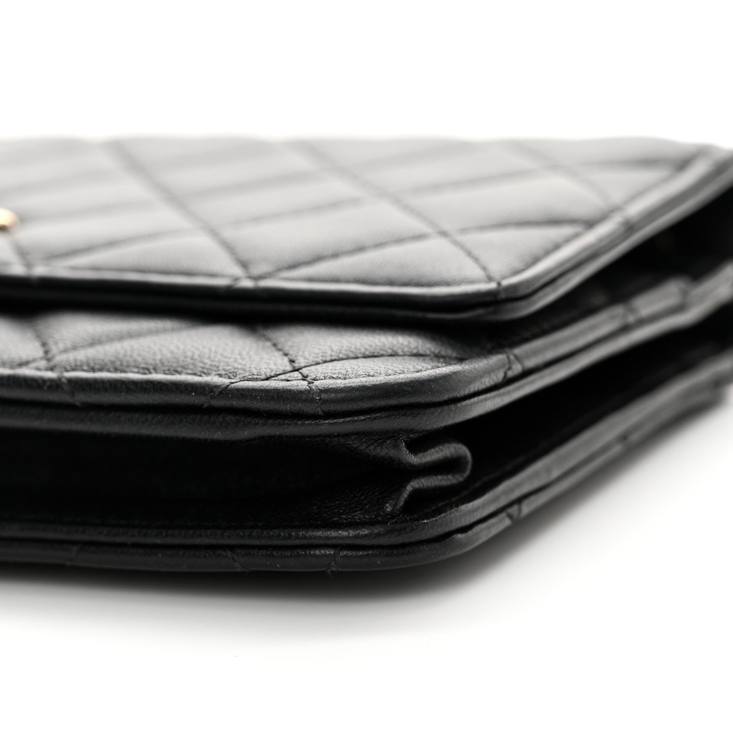 Lambskin Quilted Trendy CC Wallet On Chain WOC Black