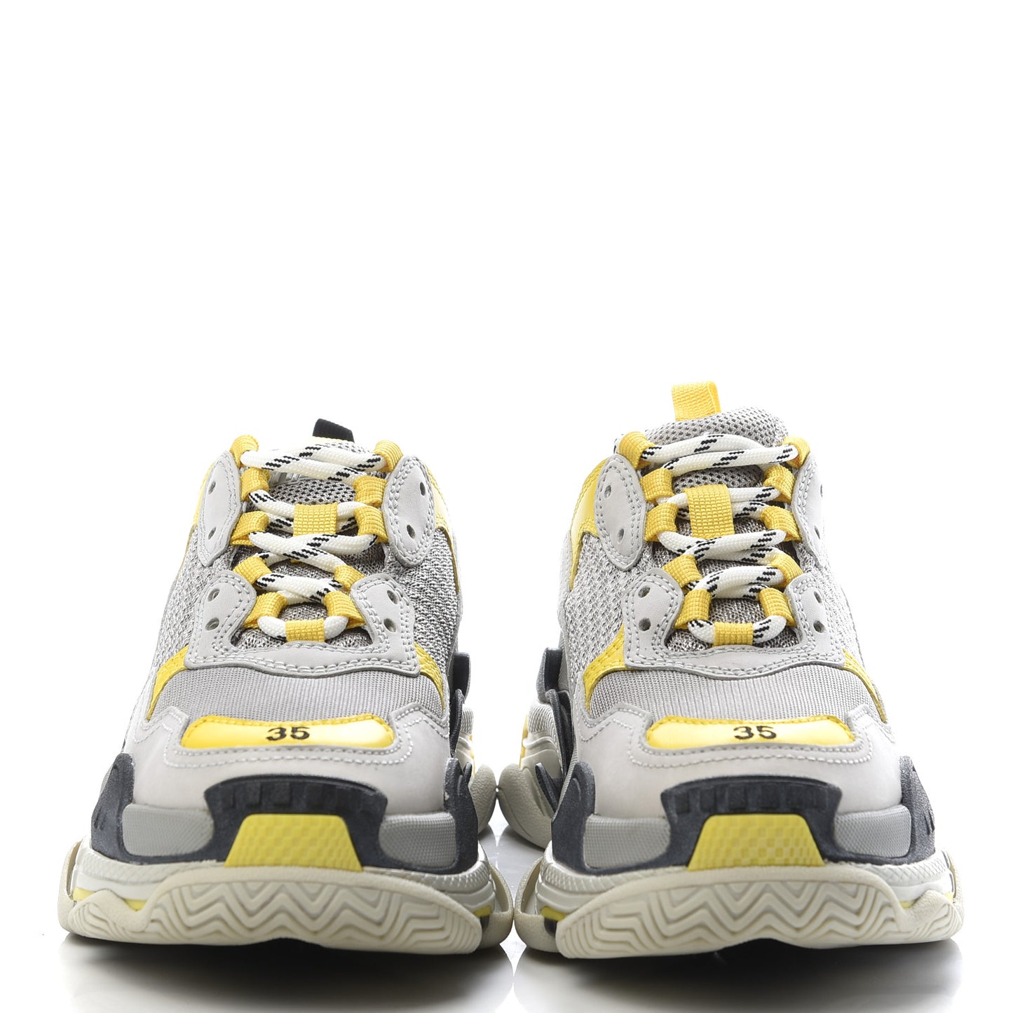 Fabric Mesh Womens Triple S Sneakers 35 Yellow Grey White