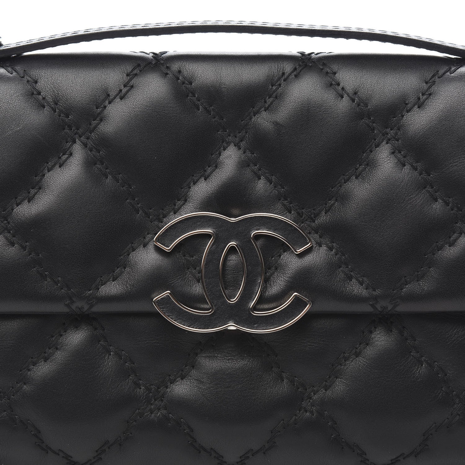 Chanel Calfskin Quilted Double Stitch Hamptons Clutch with Chain Black 10 of 10