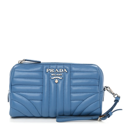 Prada Soft Calfskin Impunture Diagramme Wristlet Pouch Astrale 2 1 of 7