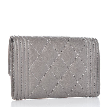 Chanel Caviar Quilted Boy Flap Card Holder Grey 3 of 9