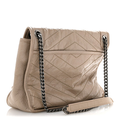 Saint Laurent Crinkled Calfskin Matelasse Monogram Medium Niki Chain Satchel Gold Sand 3 of 15