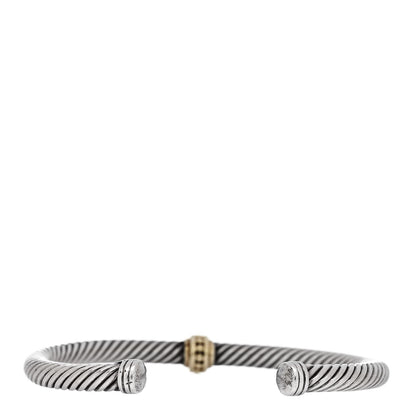 David Yurman Sterling Silver 14K Yellow Gold 5mm Cable Classics Single Station Bracelet 3 of 4