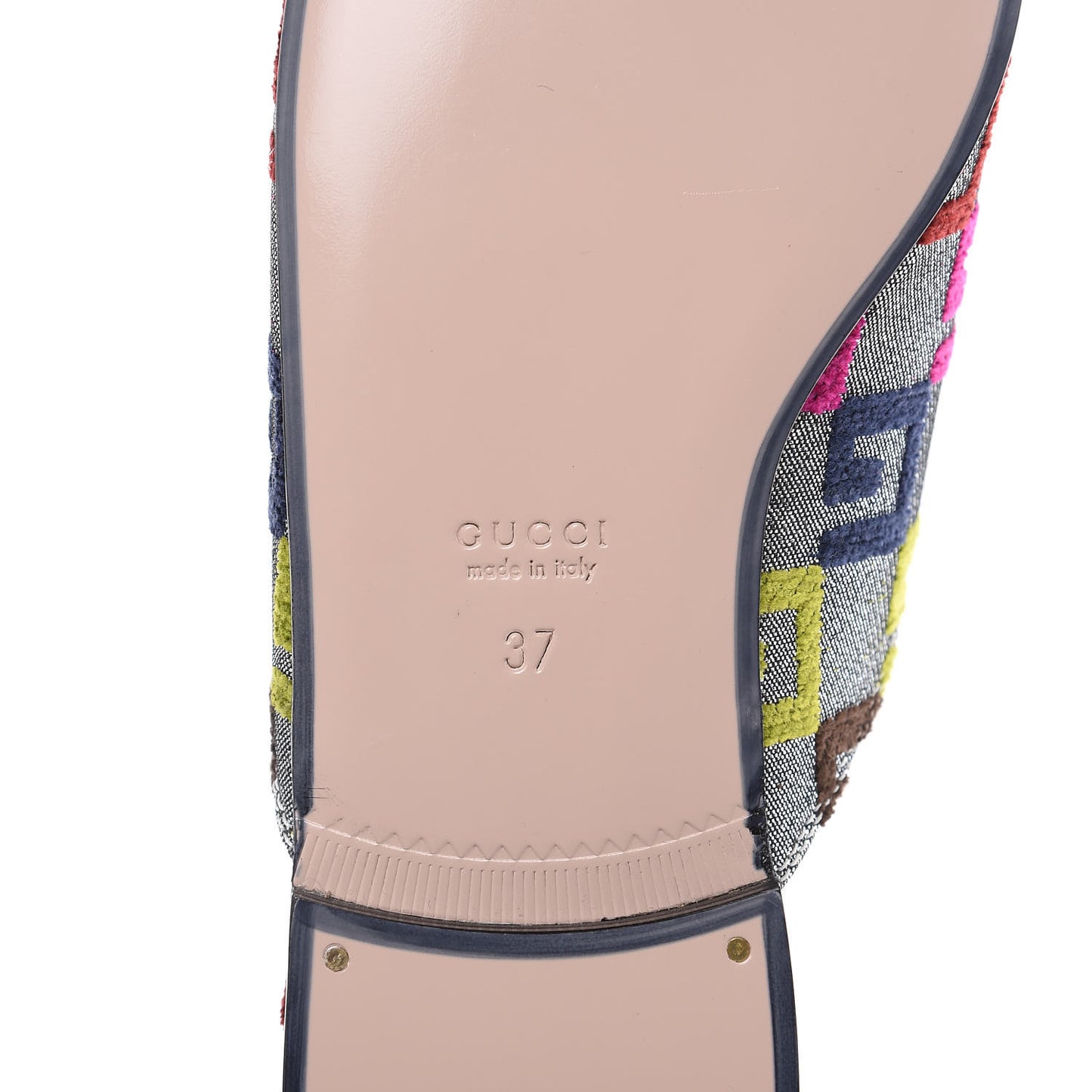 Velvet Lurex Square G Womens Princetown Slippers 37 Silver Multicolor