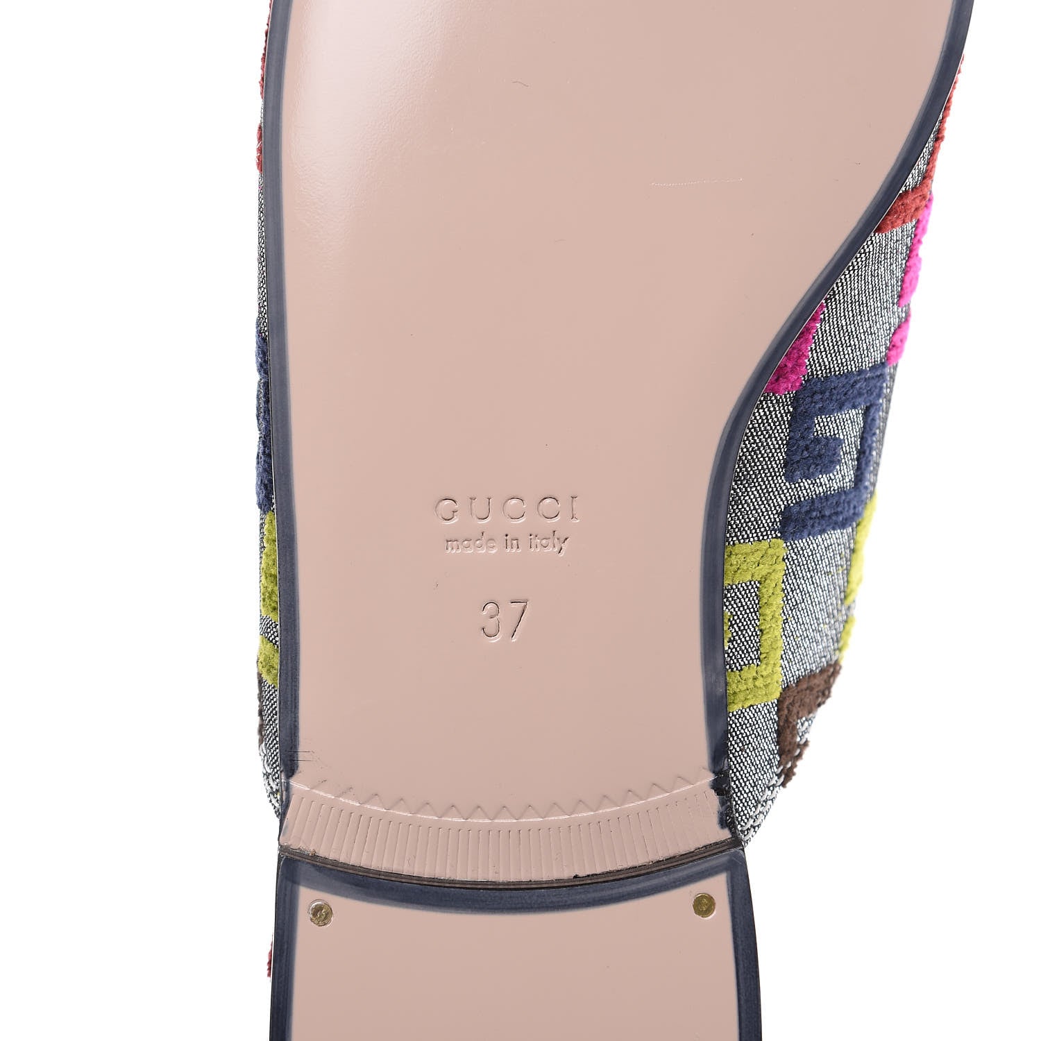 Gucci Velvet Lurex Square G Womens Princetown Slippers 37 Silver Multicolor 7 of 10