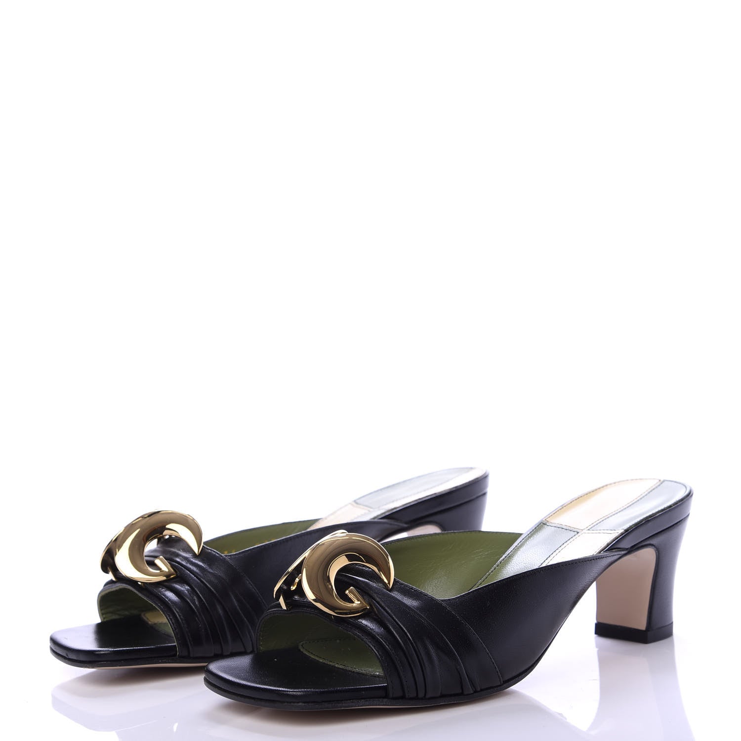 Gucci Malaga Kid Half Moon GG Square Toe Slide Sandals 36 Black 3 of 10