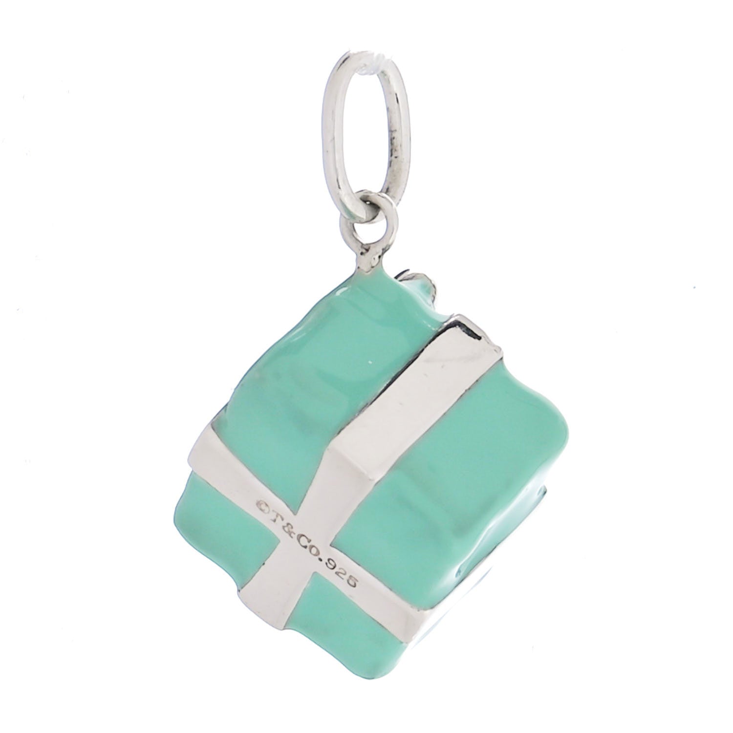 Tiffany Sterling Silver Enamel Gift Box Charm Blue 5 of 6