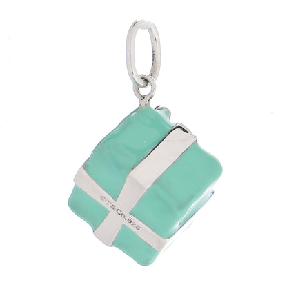 Tiffany Sterling Silver Enamel Gift Box Charm Blue 5 of 6