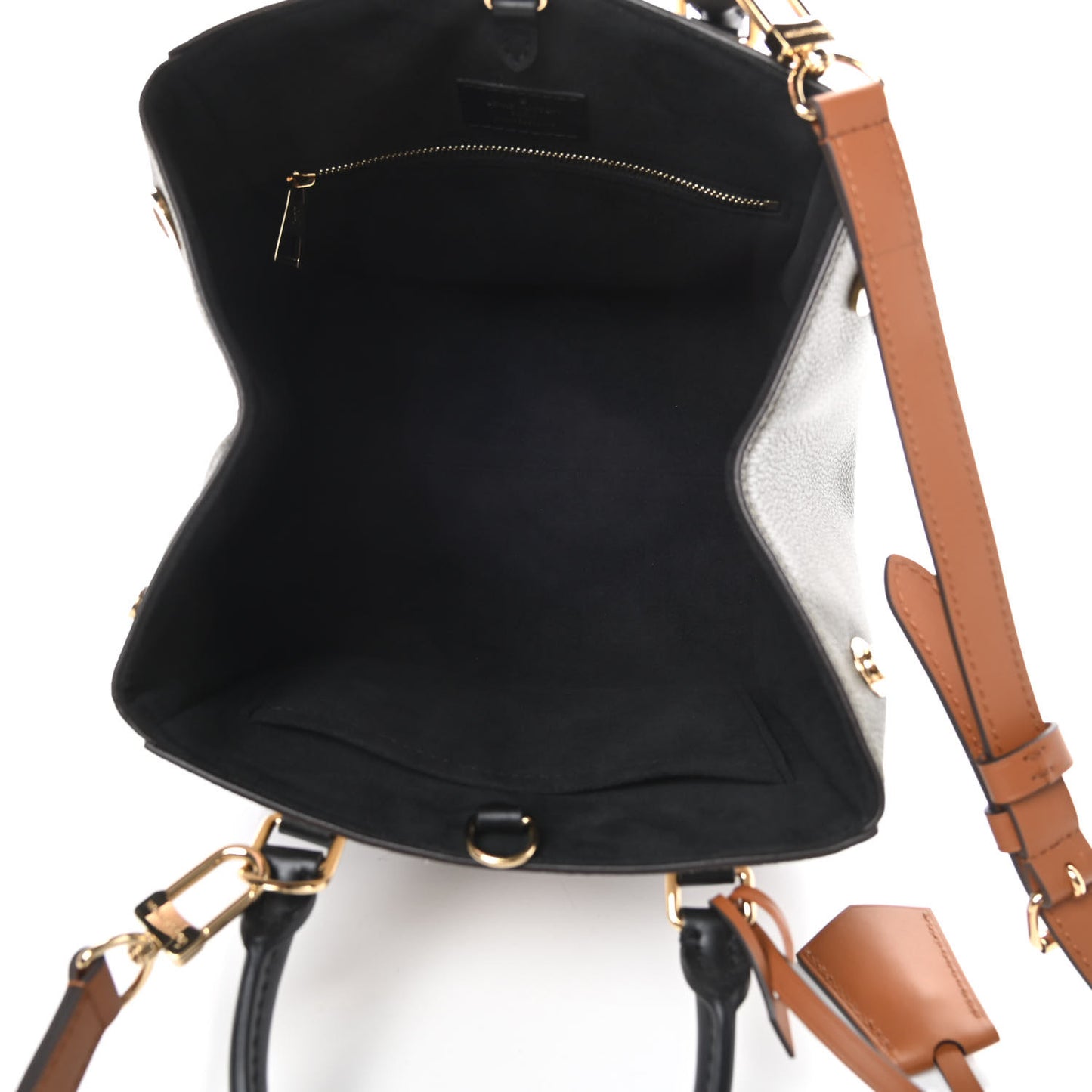 Calfskin Monogram Fold Tote PM Cream Khaki Black
