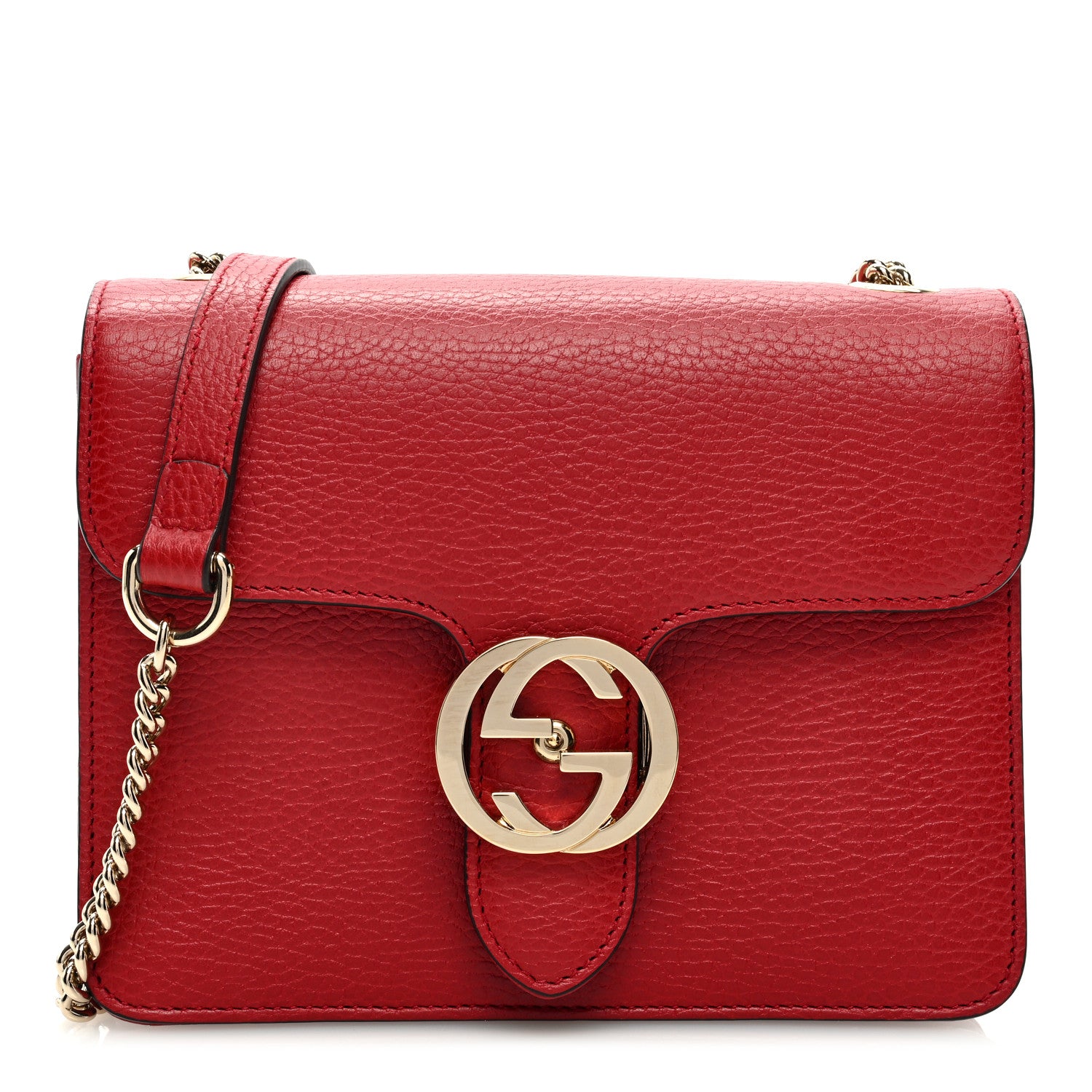 Gucci Dollar Calfskin Small Interlocking G Shoulder Bag Red 1 of 10