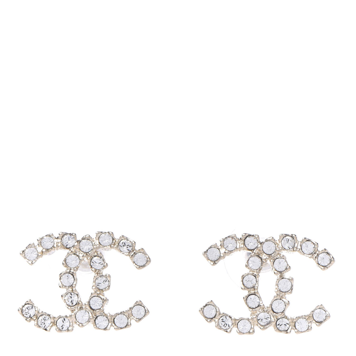 Chanel Crystal Coco's Pearls CC Earrings Light Gold 1 of 5