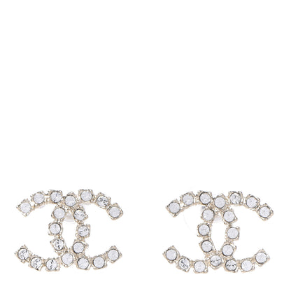 Chanel Crystal Coco's Pearls CC Earrings Light Gold 1 of 5