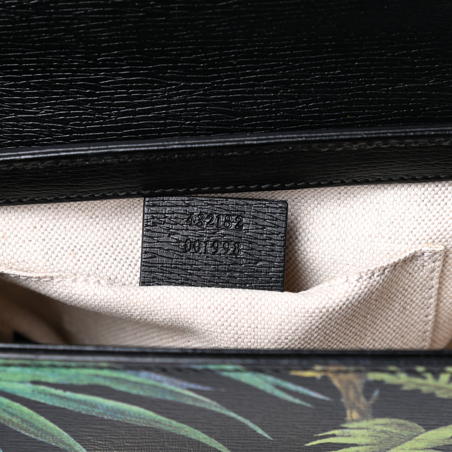Gucci Calfskin Tropical Print Small Padlock Shoulder Bag Black Multi 7 of 10