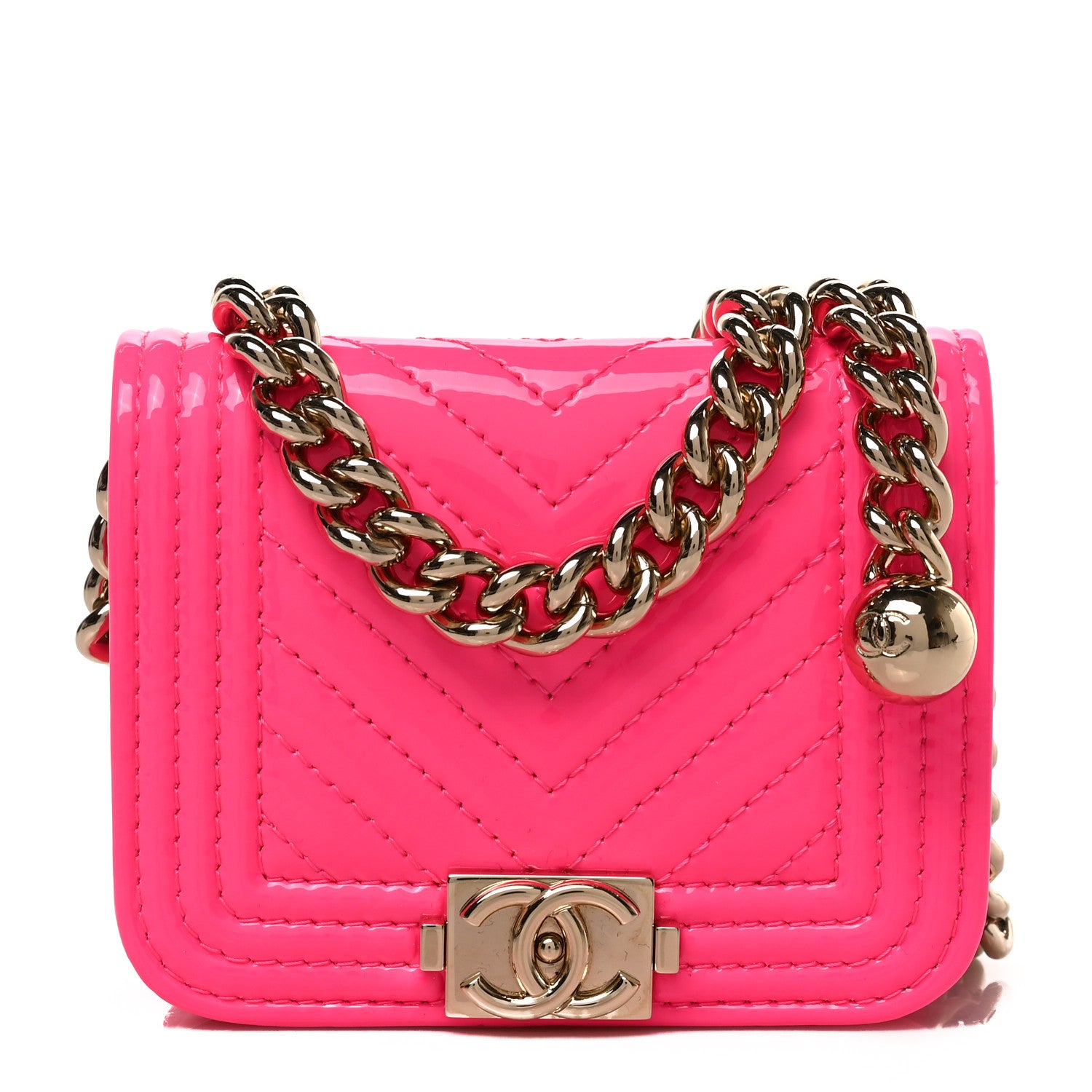 Chanel Patent Chevron Boy Flap Waist Belt Bag Pink 1 of 10