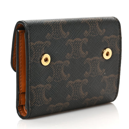 Celine Canvas Triomphe Compact Wallet Tan 4 of 8
