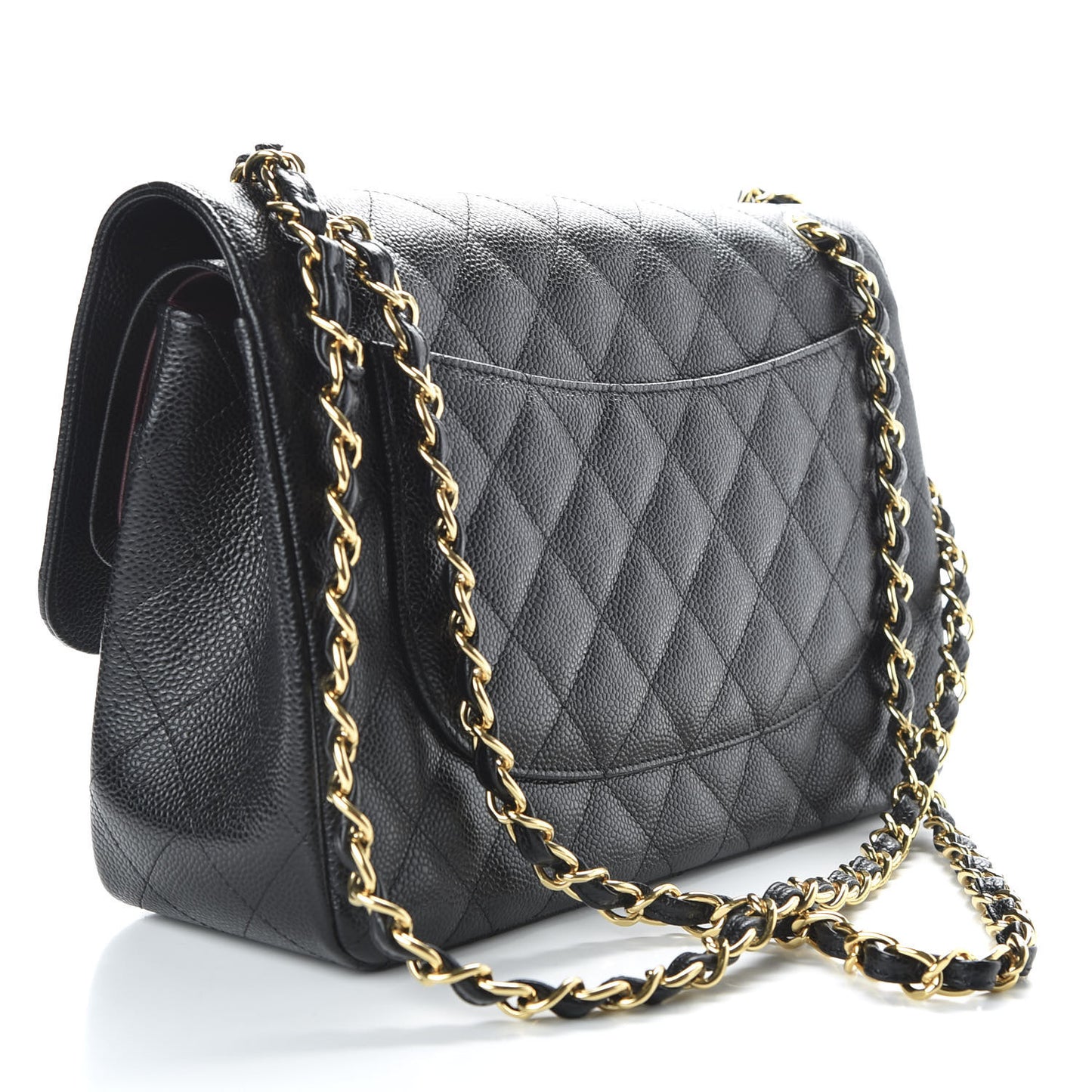 Caviar Quilted Jumbo Double Flap Black