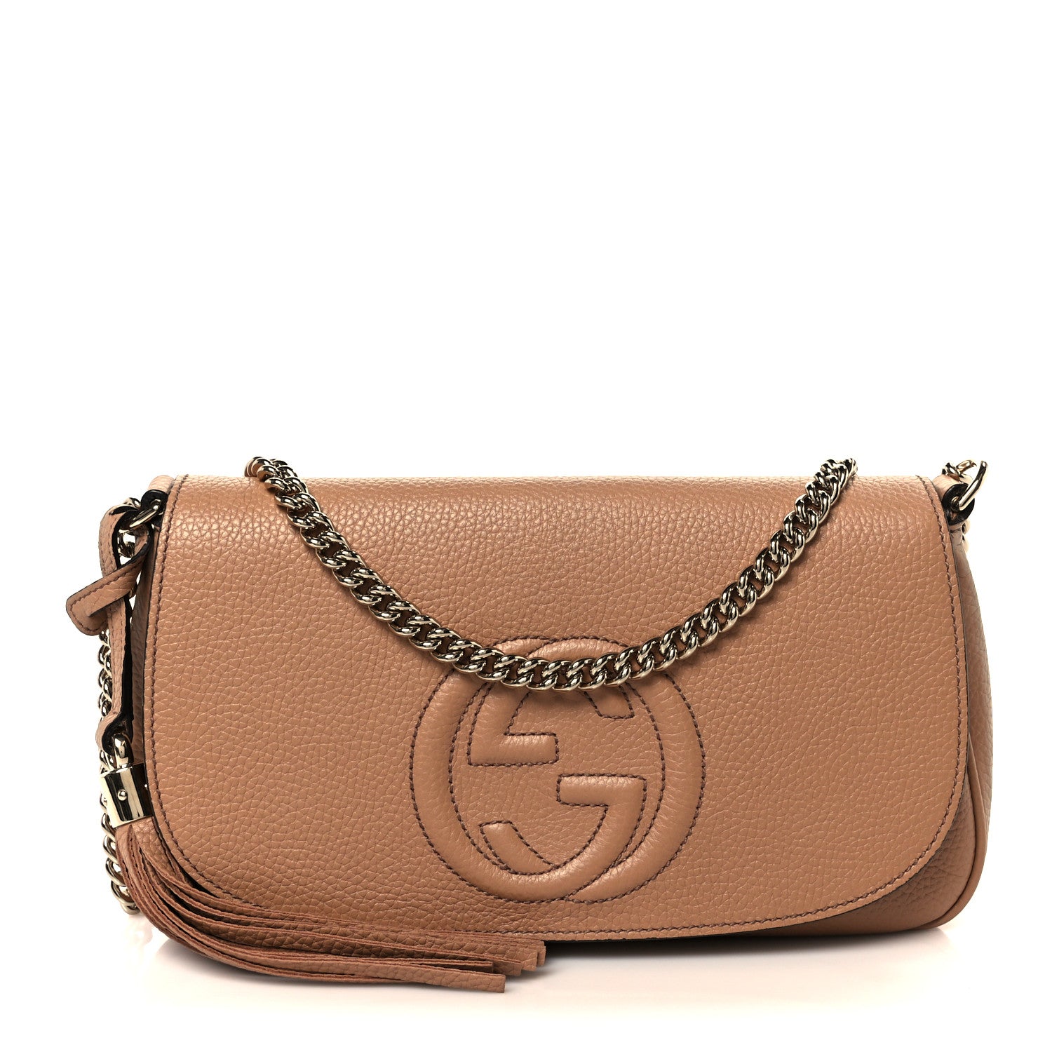Gucci Pebbled Calfskin Medium Soho Flap Crossbody Camelia 1 of 11