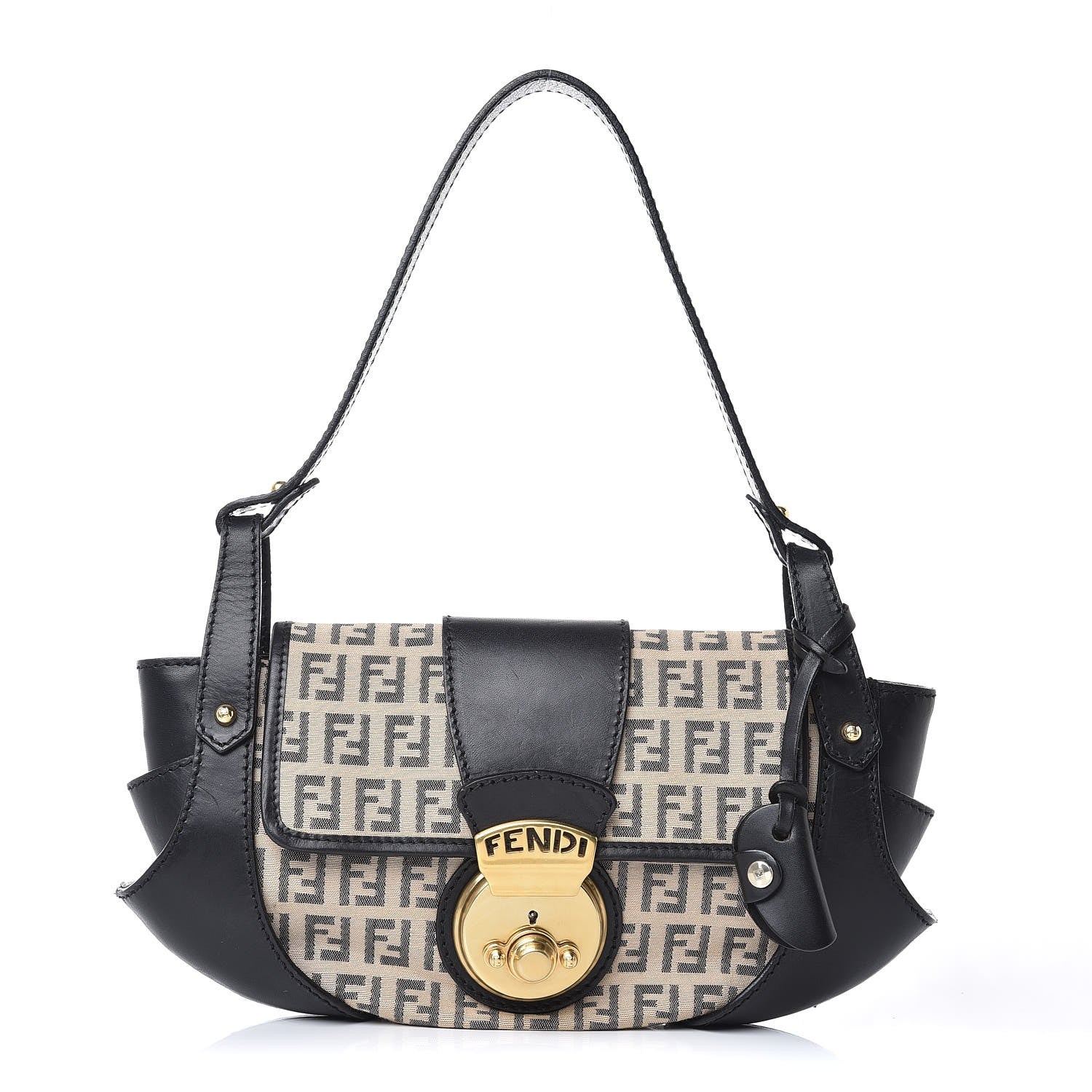 Fendi Zucchino Cuoio Ingrassato Compilation Hobo Beige Black 1 of 7