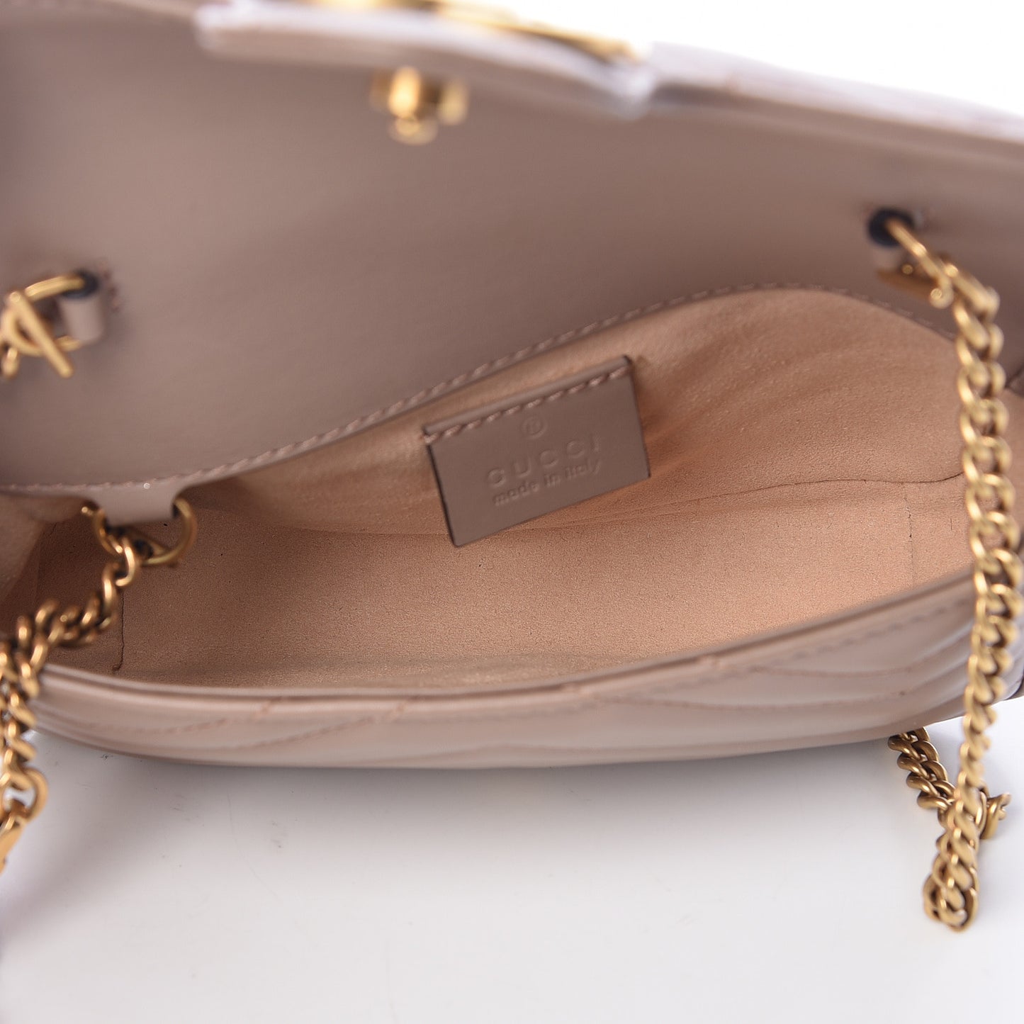 Calfskin Matelasse Super Mini GG Marmont Shoulder Bag Porcelain Rose