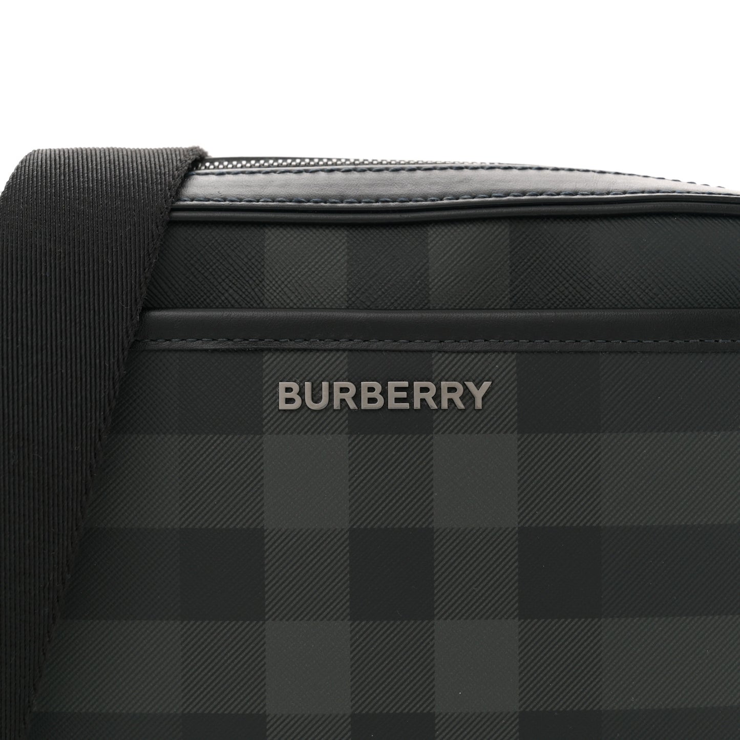 Coated Canvas Calfskin Check Muswell Bag Charcoal