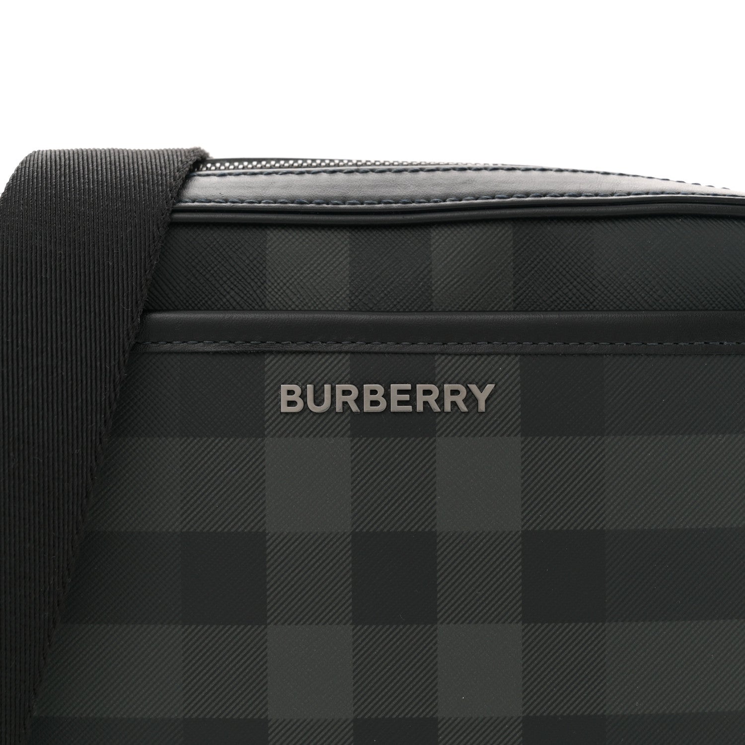 Burberry Coated Canvas Calfskin Check Muswell Bag Charcoal 8 of 11