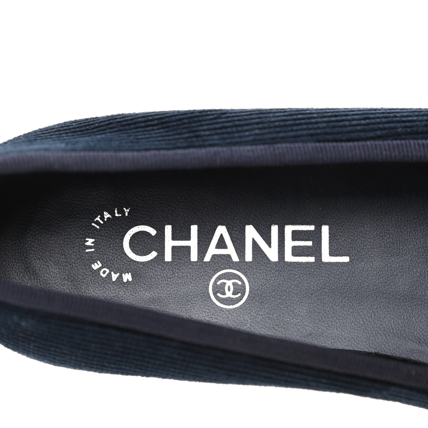 Corduroy Patent Cap Toe CC Ballerina Flats 36.5 Navy Black