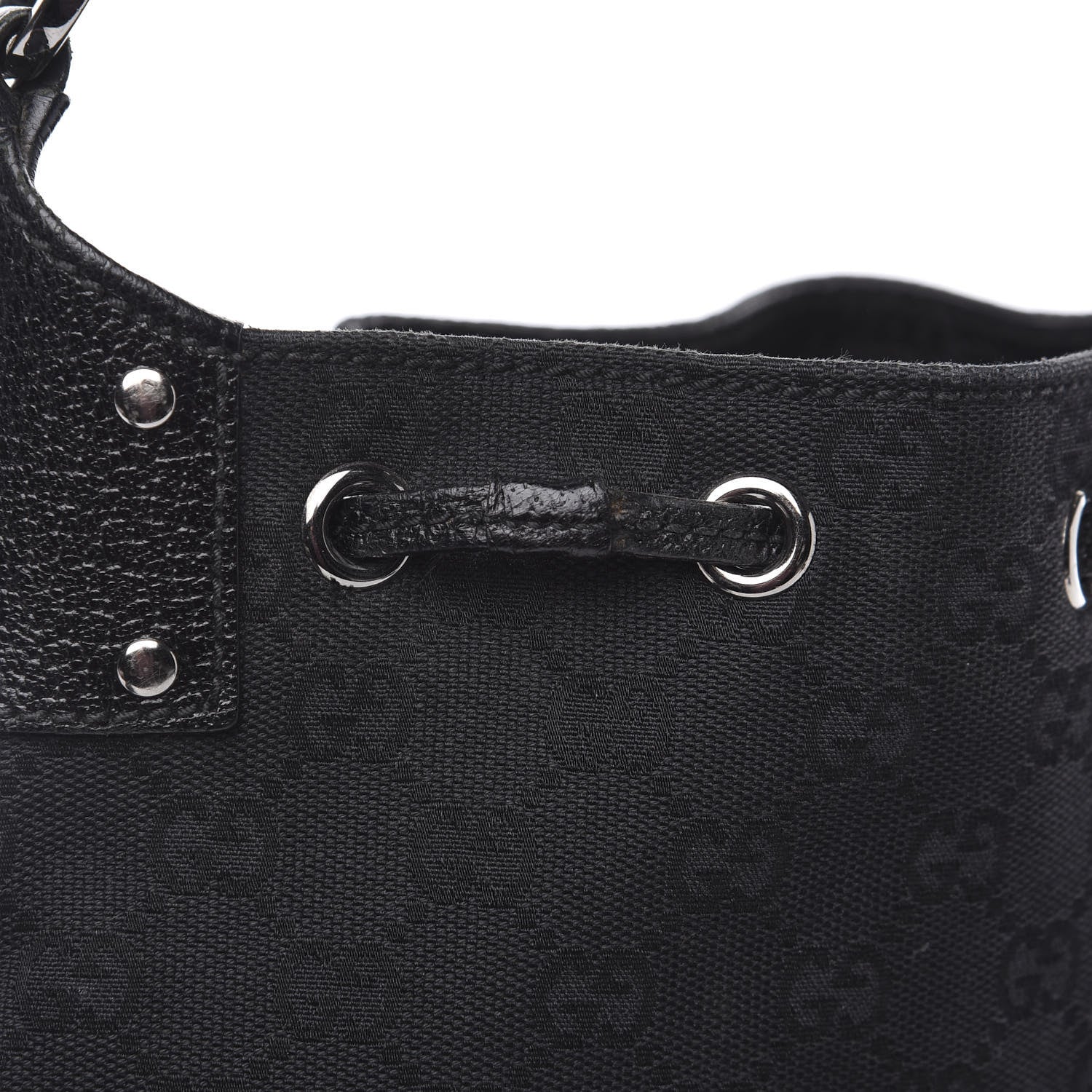 Gucci Monogram Drawstring Hobo Black 11 of 12
