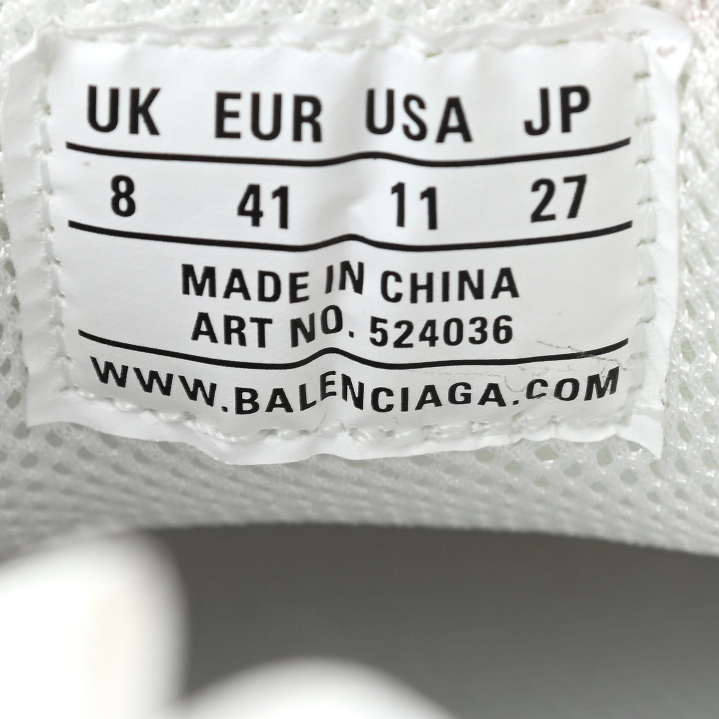 Fabric Mesh Womens Triple S Sneakers 41 White