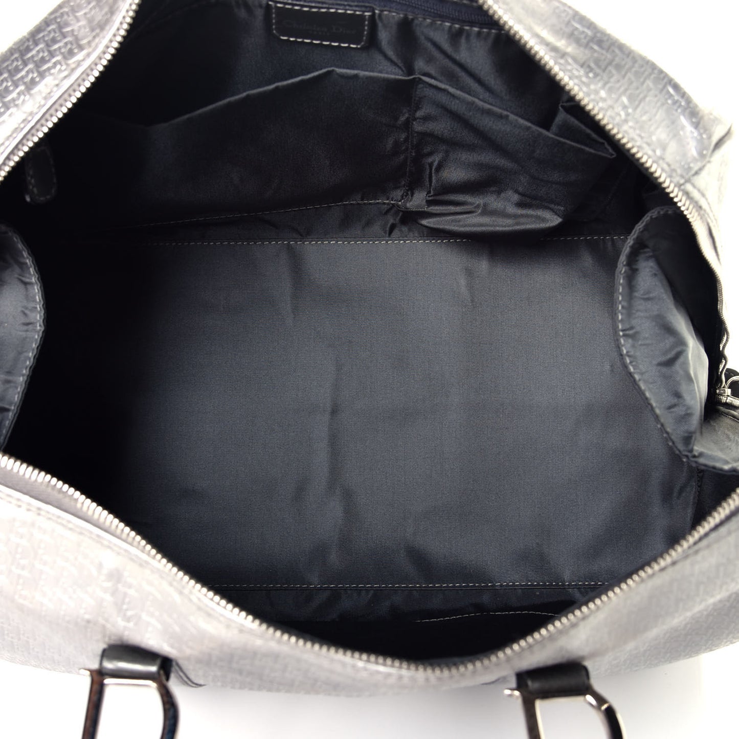 Metallic Patent Calfskin Embossed Bowler Silver