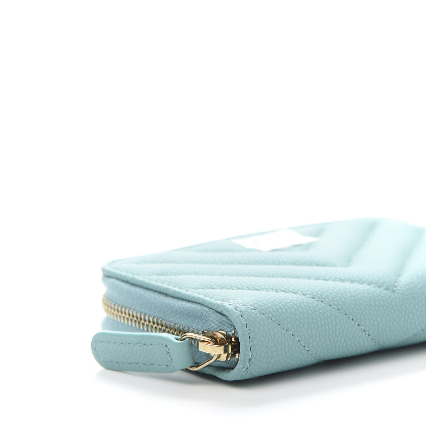 Caviar Flat Chevron Quilted Zip Coin Purse Green