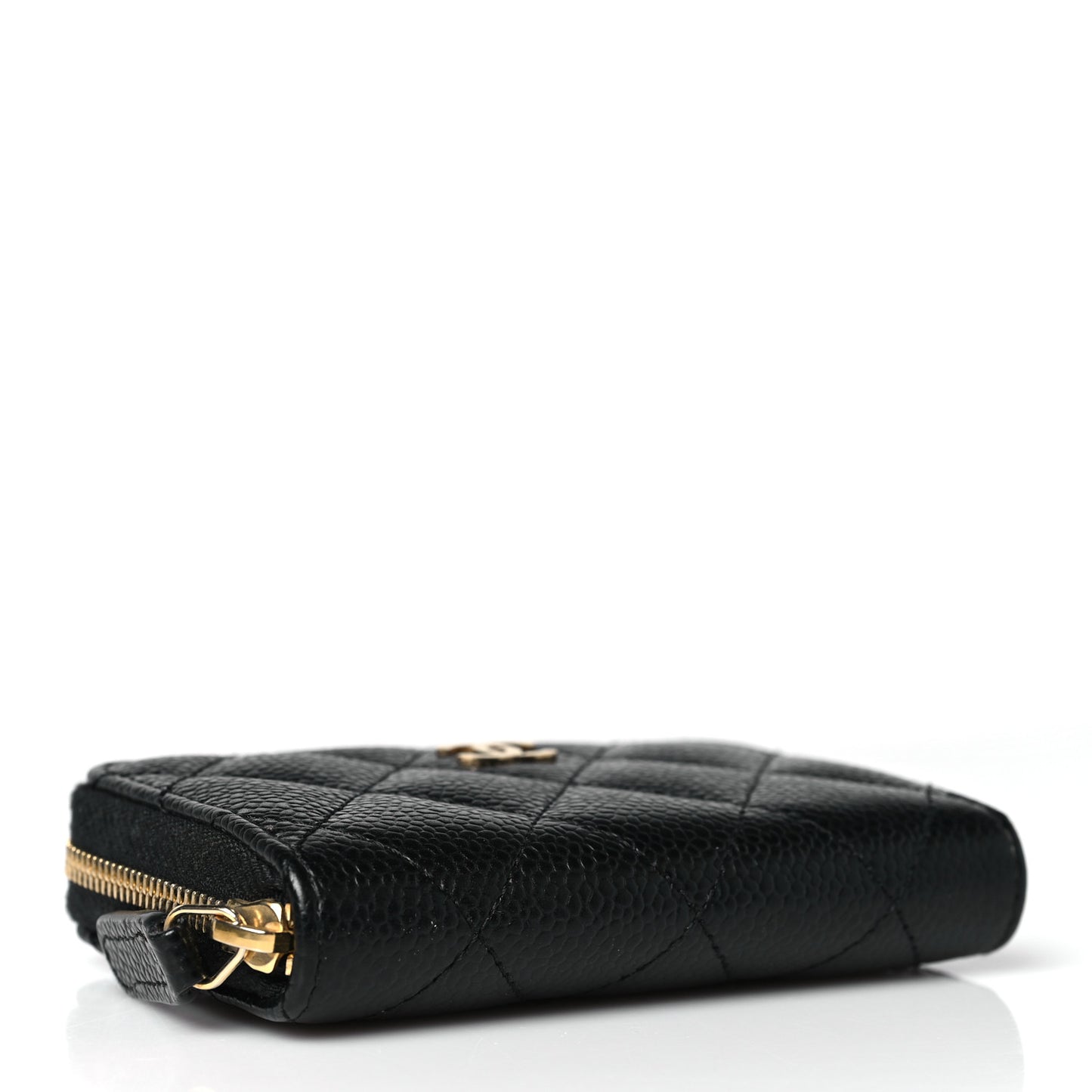 Caviar Quilted Zip Coin Purse Black