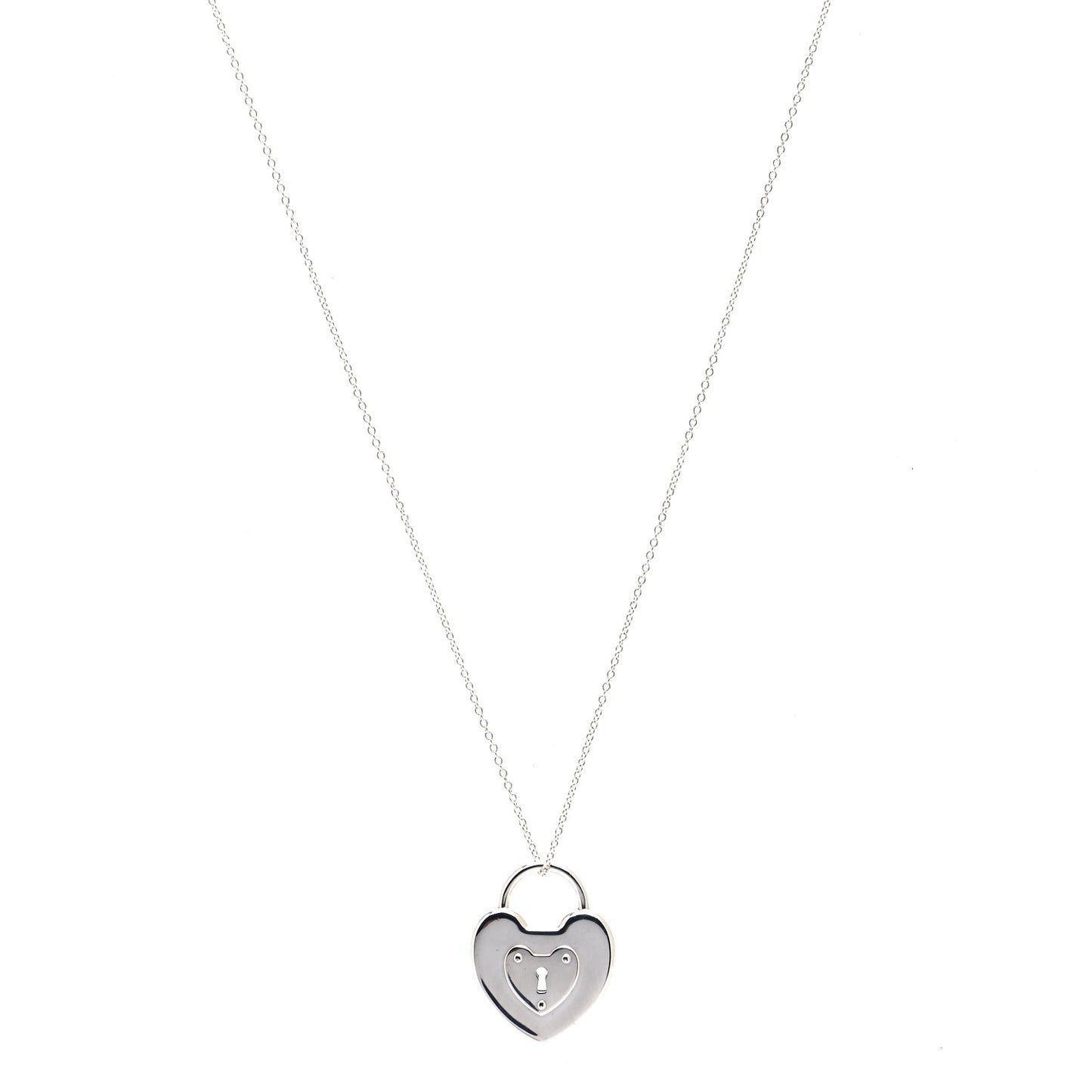 Sterling Silver Heart Lock Pendant Necklace