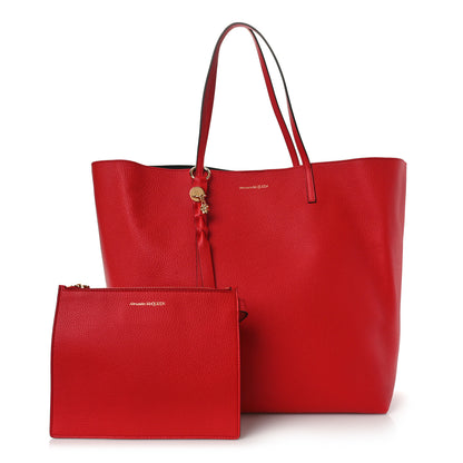 Alexander McQueen Grained Calfskin Skull Open Shopper Tote Red 1 of 9