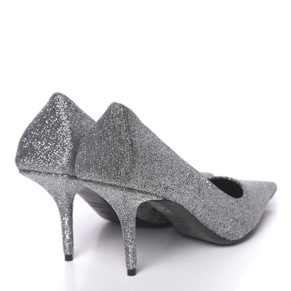 Balenciaga Shiny Fabric Square Knife 80mm Pumps 37.5 Silver 5 of 9