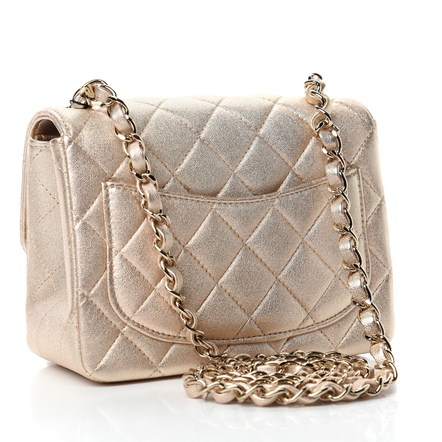 Chanel Metallic Lambskin Quilted Mini Square Flap Gold 3 of 11