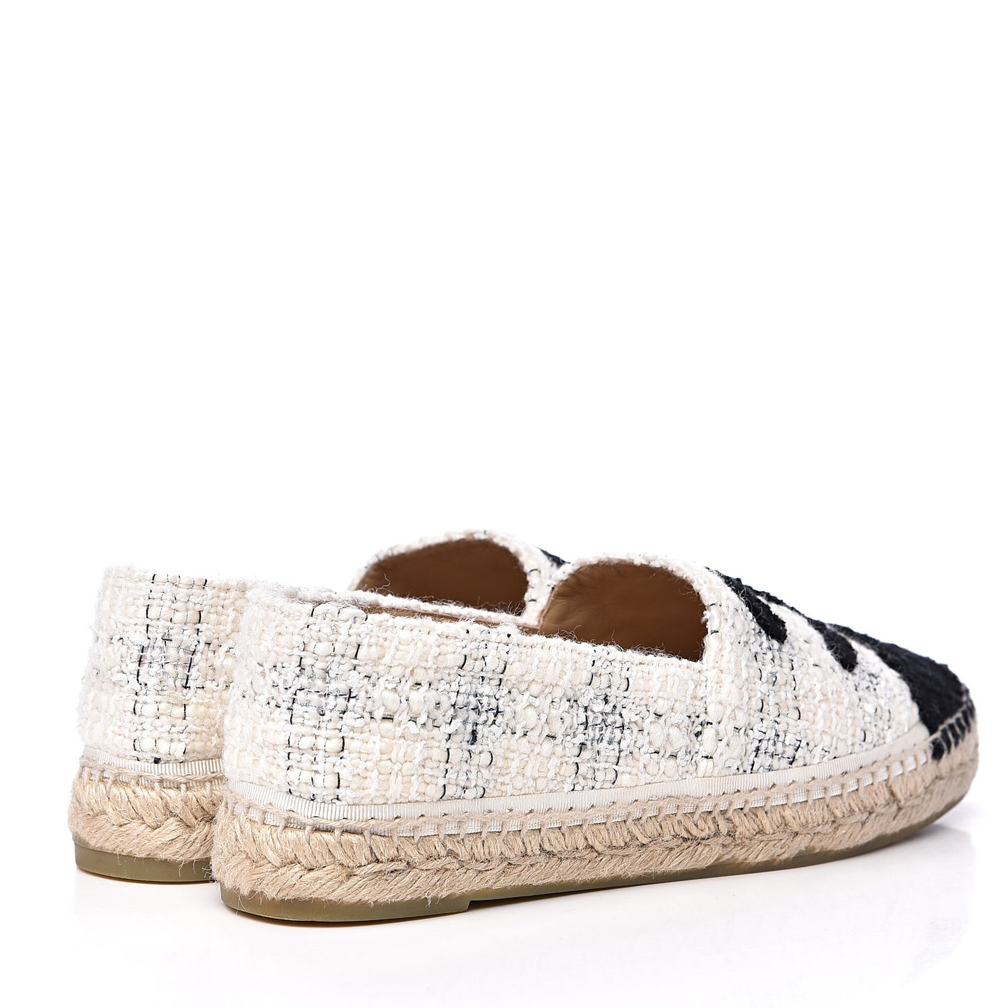 Tweed CC Espadrilles 41 Ecru White Blue Black