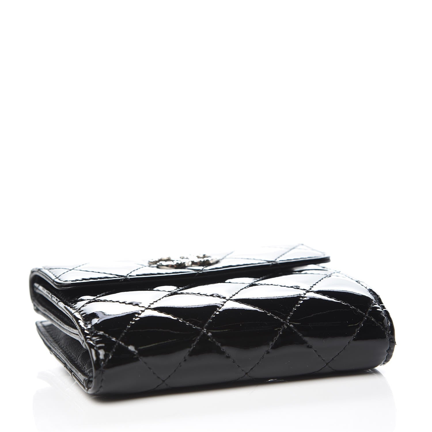 Chanel Patent Quilted Brilliant Compact Wallet Black 4 of 13