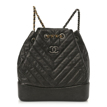 Chanel Caviar Chevron Quilted Small Gabrielle Backpack Black 1 of 9