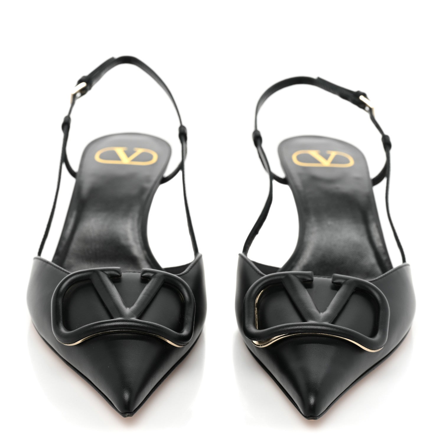 Valentino Garavani Calfskin Tonal Vlogo Slingback Pumps 38.5 Black 2 of 8
