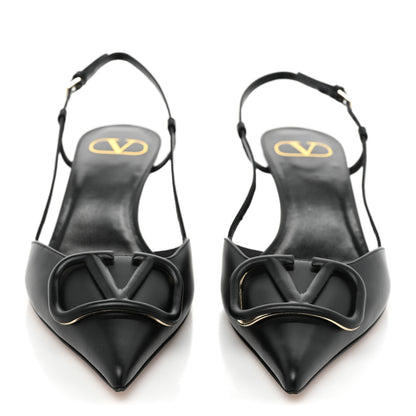 Valentino Garavani Calfskin Tonal Vlogo Slingback Pumps 38.5 Black 2 of 8