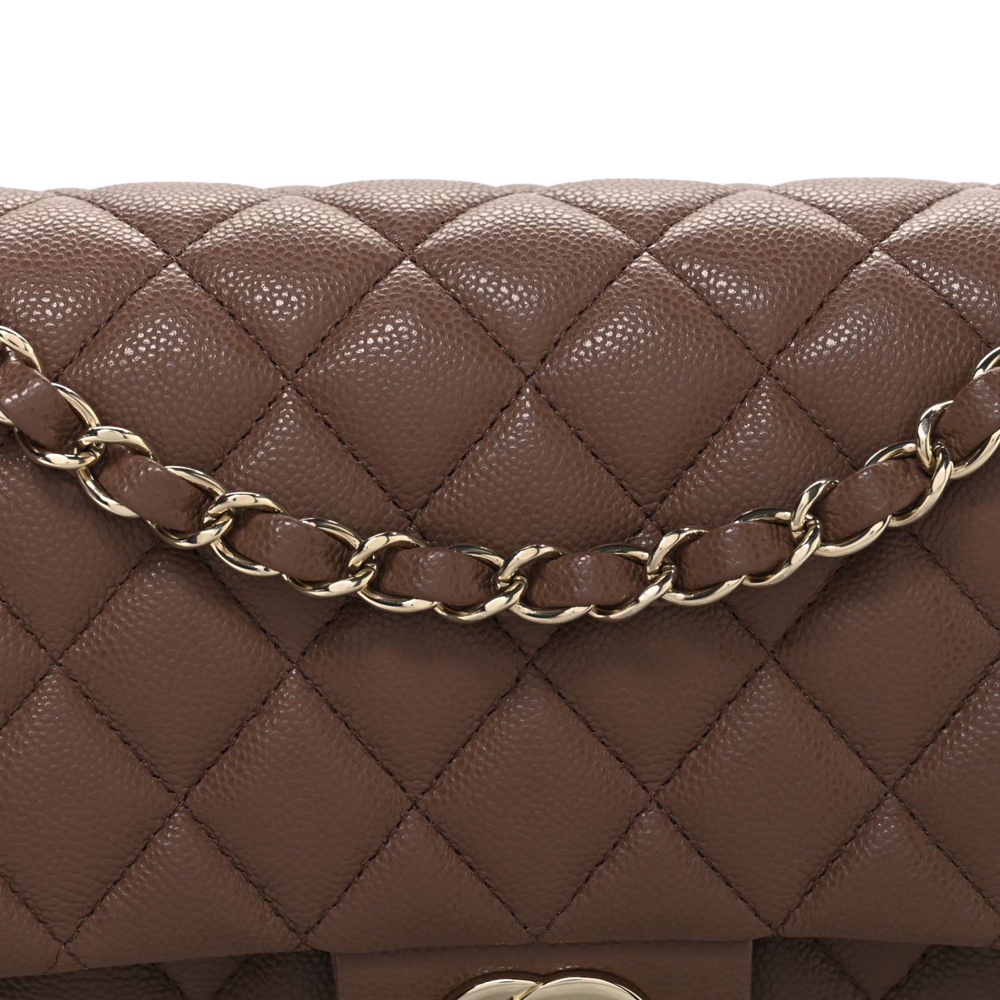 Caviar Quilted Medium Double Flap Brown