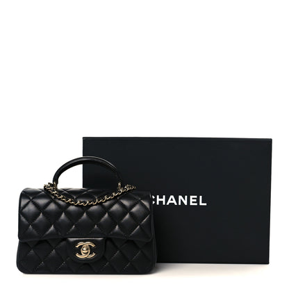 Chanel Lambskin Quilted Mini Top Handle Rectangular Flap Black 12 of 12