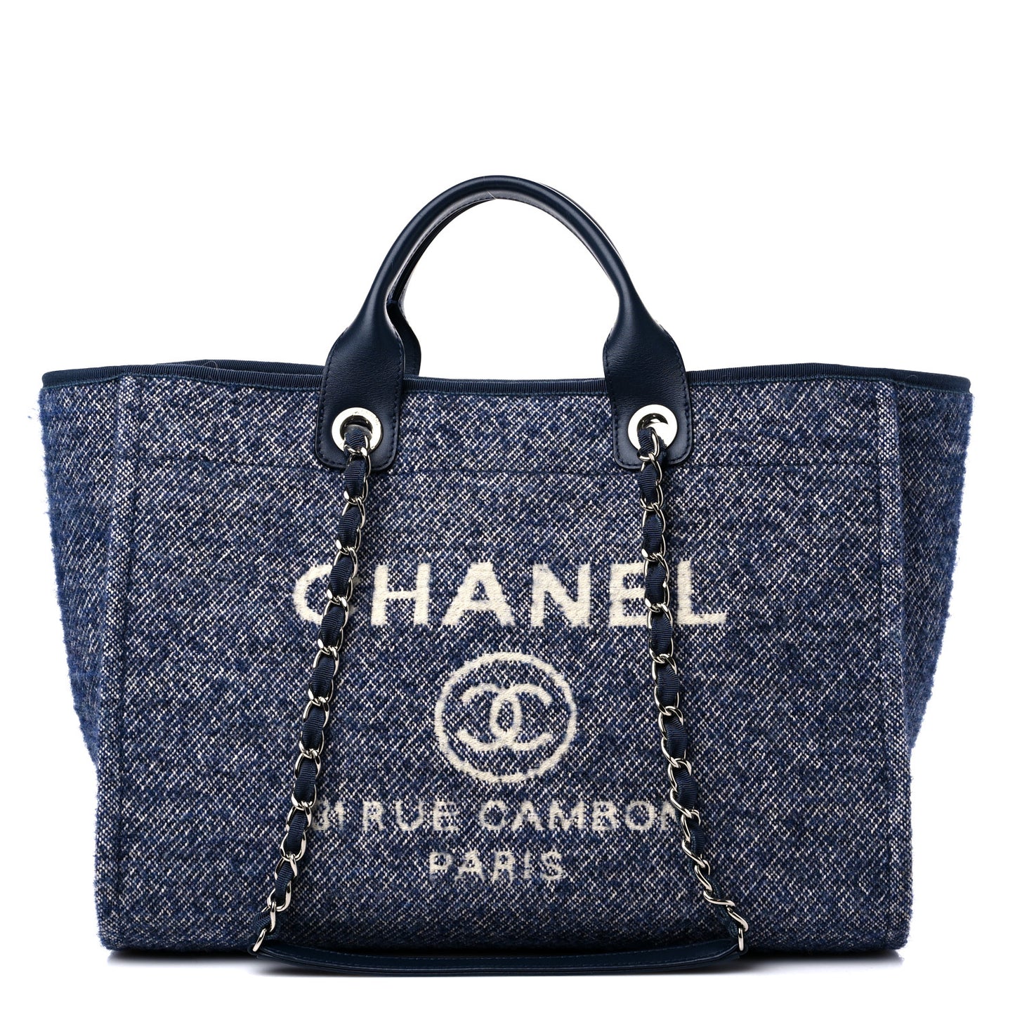 Mixed Fibers Calfskin Medium Deauville Tote Blue
