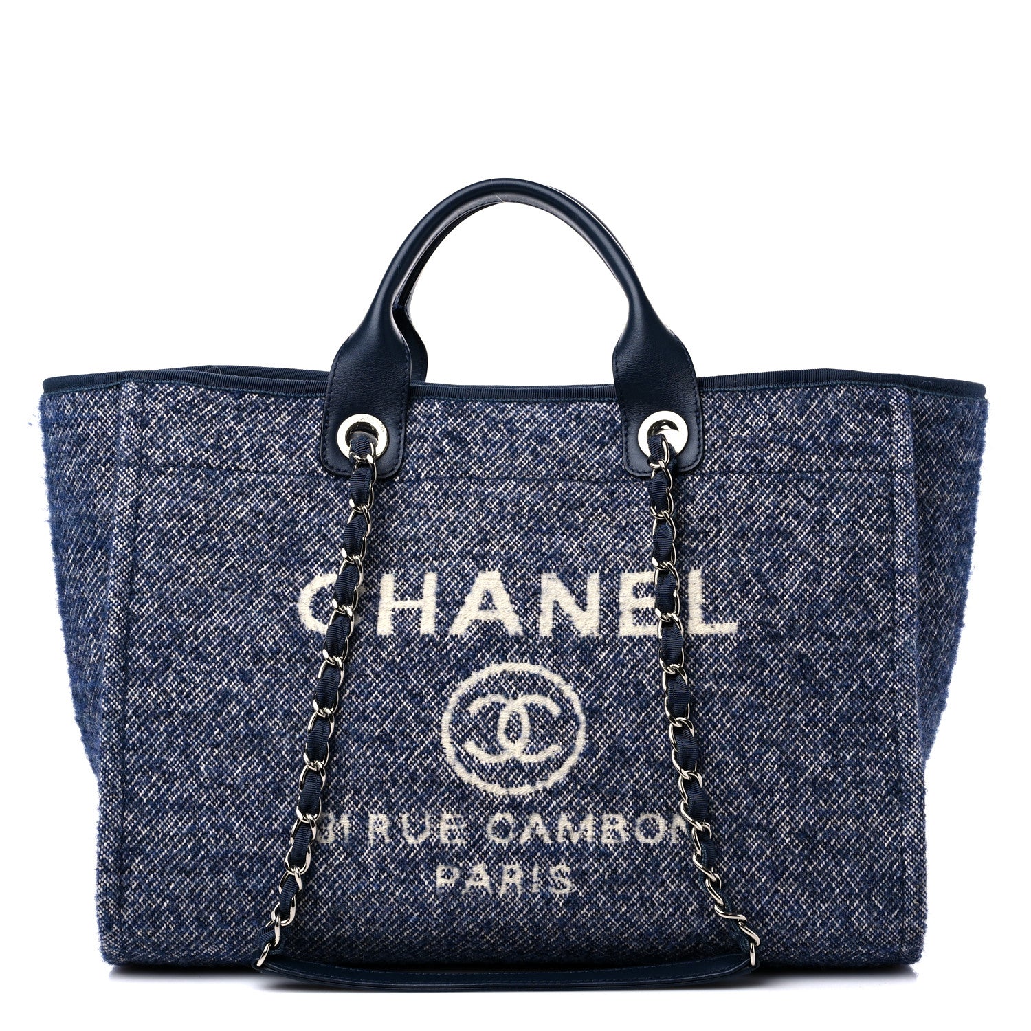 Chanel Mixed Fibers Calfskin Medium Deauville Tote Blue 1 of 11