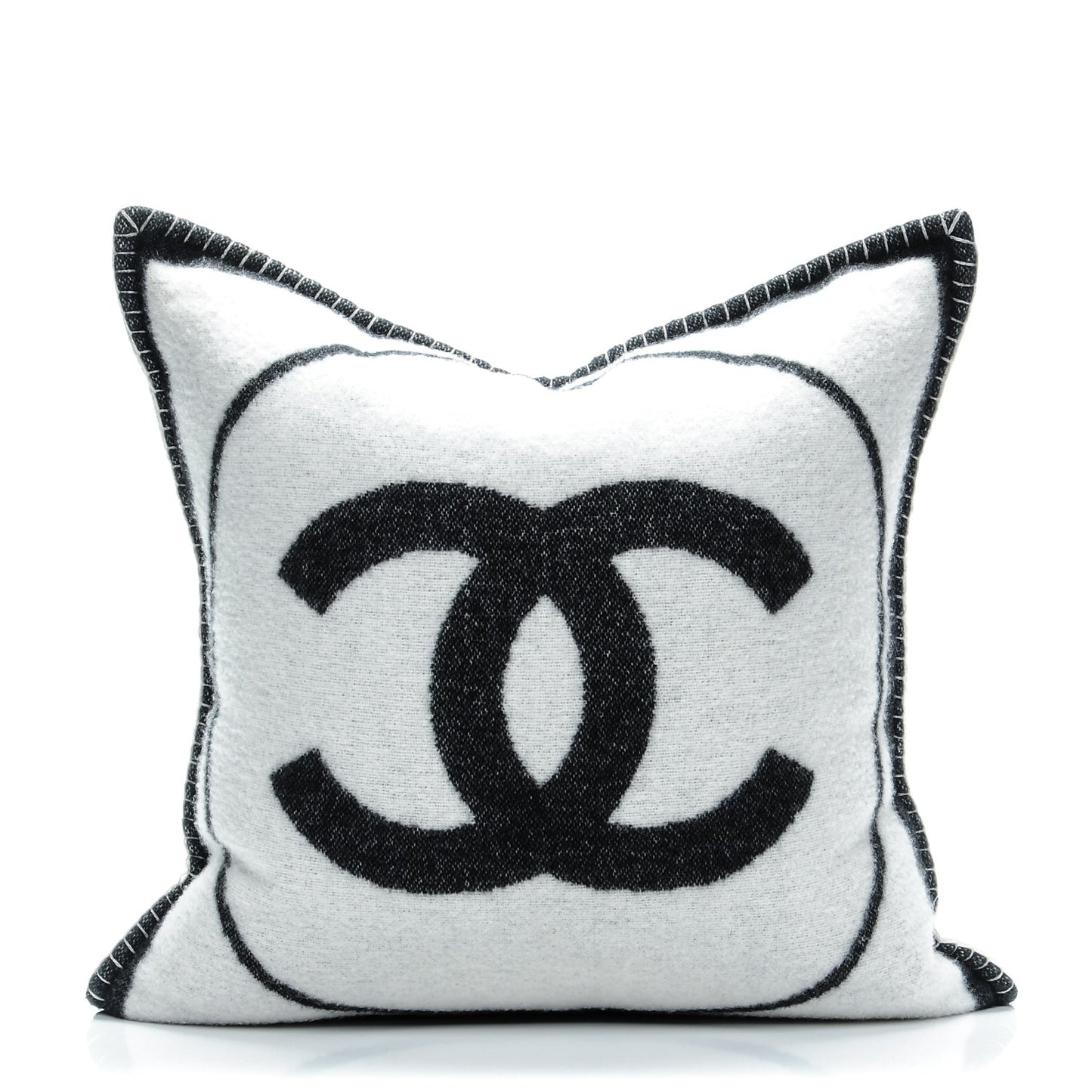 Merino Wool Cashmere CC Pillow White Black