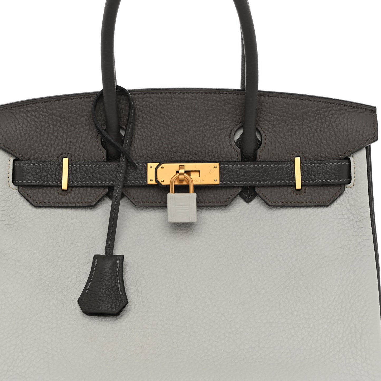Taurillon Clemence Horseshoe Birkin 30 Gris Perle Etain Graphite