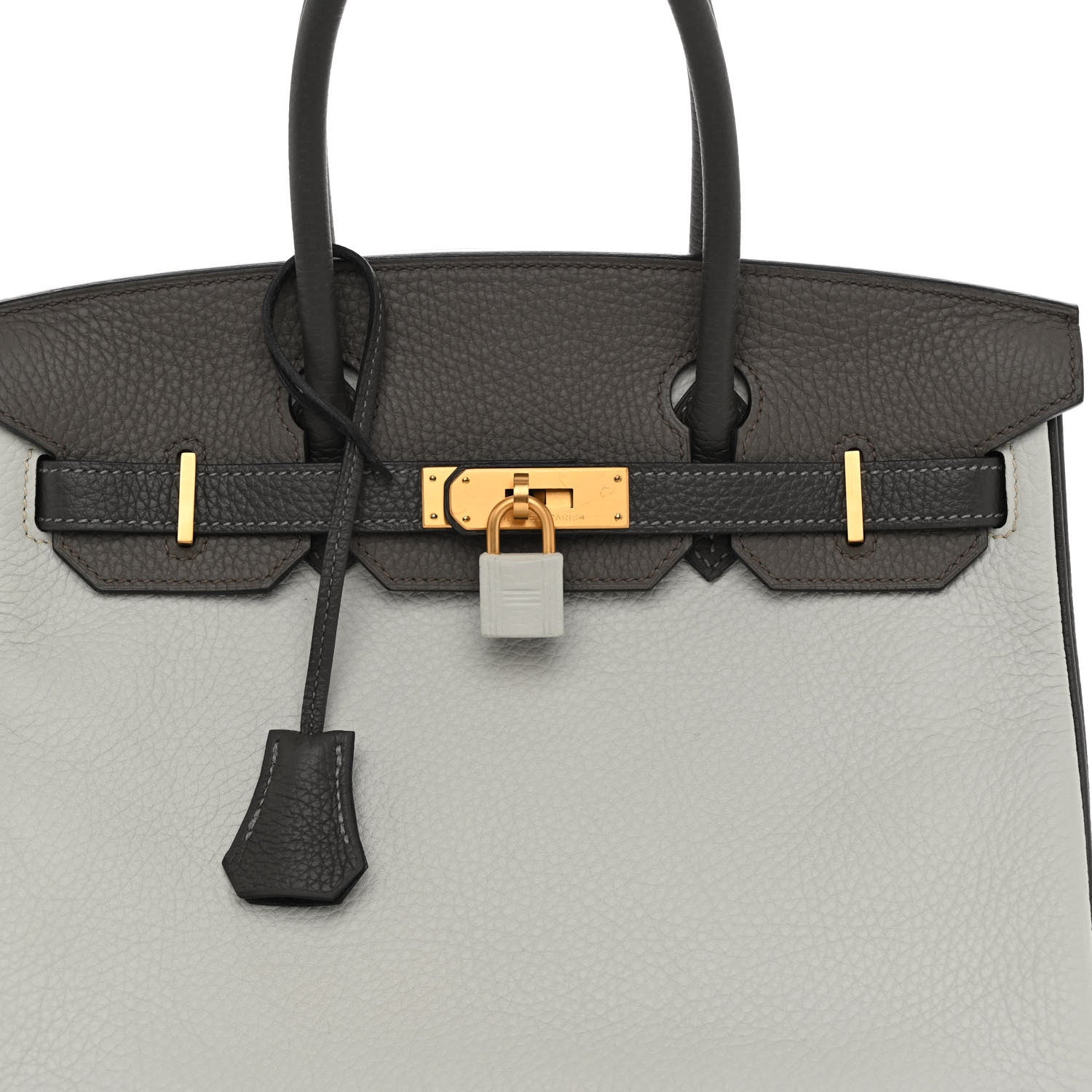 Hermes Taurillon Clemence Horseshoe Birkin 30 Gris Perle Etain Graphite 8 of 14