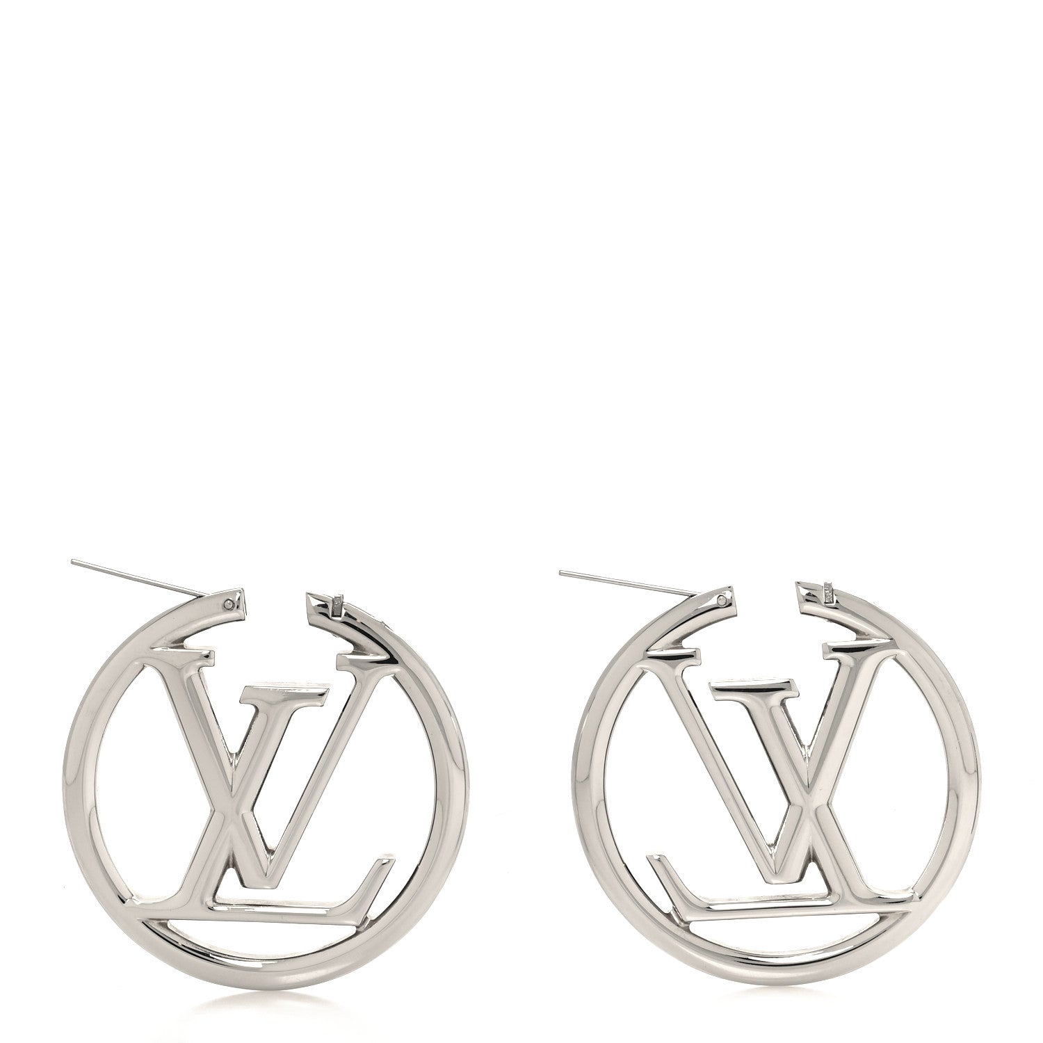 Louis Vuitton Palladium Louise Hoop Earrings Silver 3 of 4