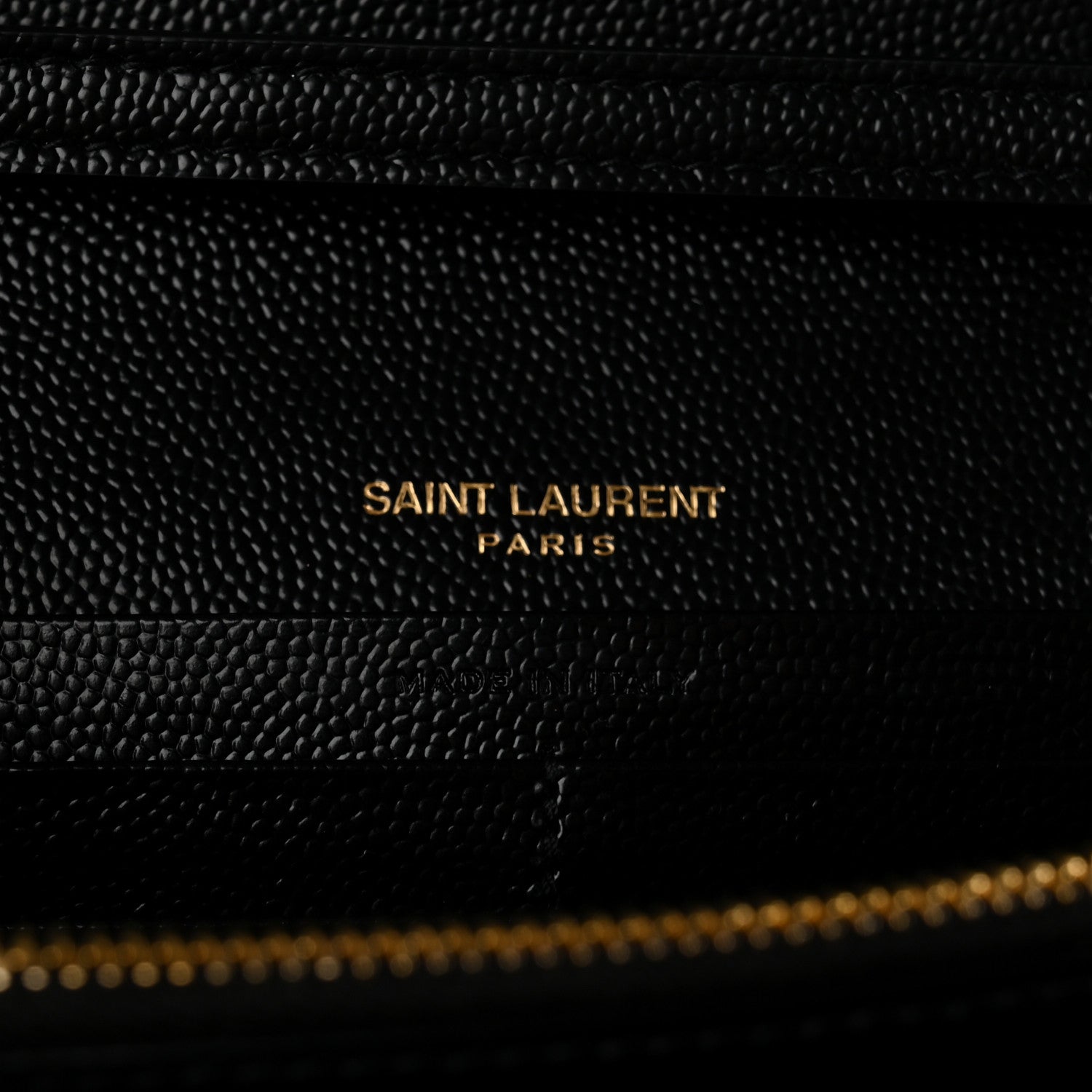Saint Laurent Grain De Poudre Matelasse Chevron Monogram Chain Wallet Black 5 of 10