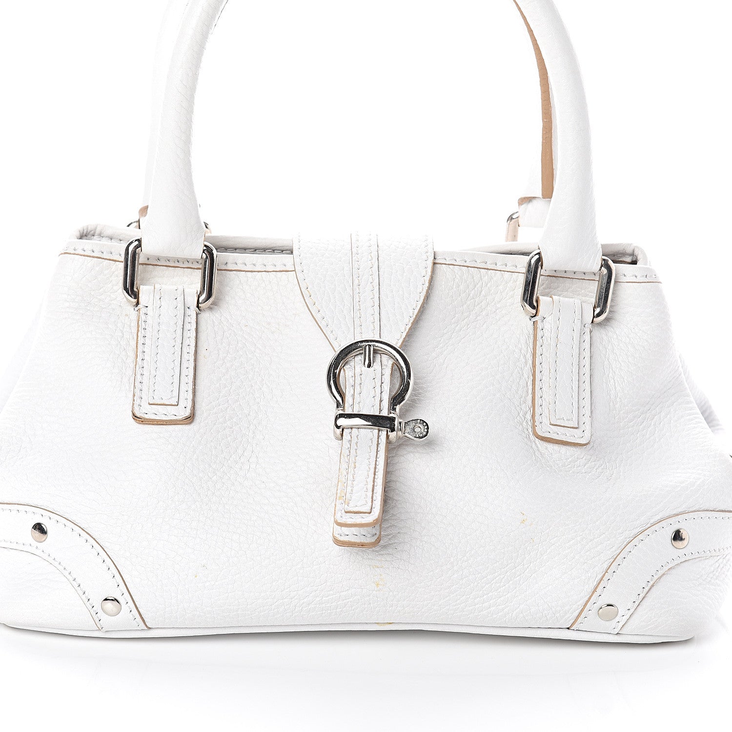 Burberry Grainy Calfskin Top Handle Bag White 6 of 8